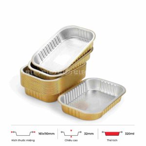 Khay nhôm chữ nhật cao cấp 320ml