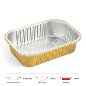 Khay nhôm chữ nhật cao cấp 480ml
