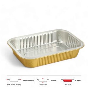 Khay nhôm chữ nhật cao cấp 570ml