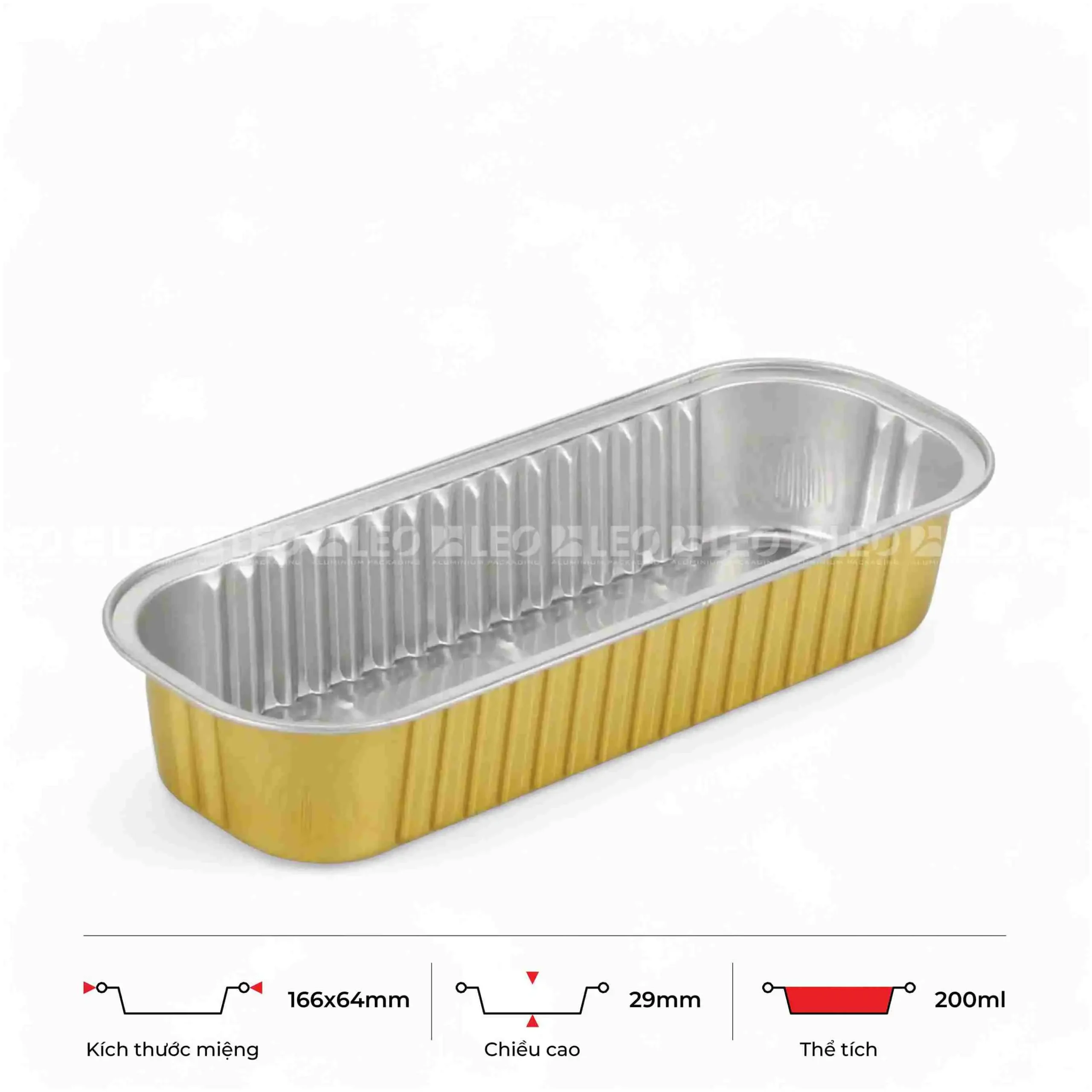 Khay nhôm chữ nhật cao cấp 200ml 3 Khay nhôm chữ nhật cao cấp 200ml