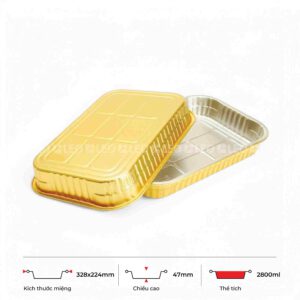 Khay nhôm chữ nhật cao cấp 2800ml