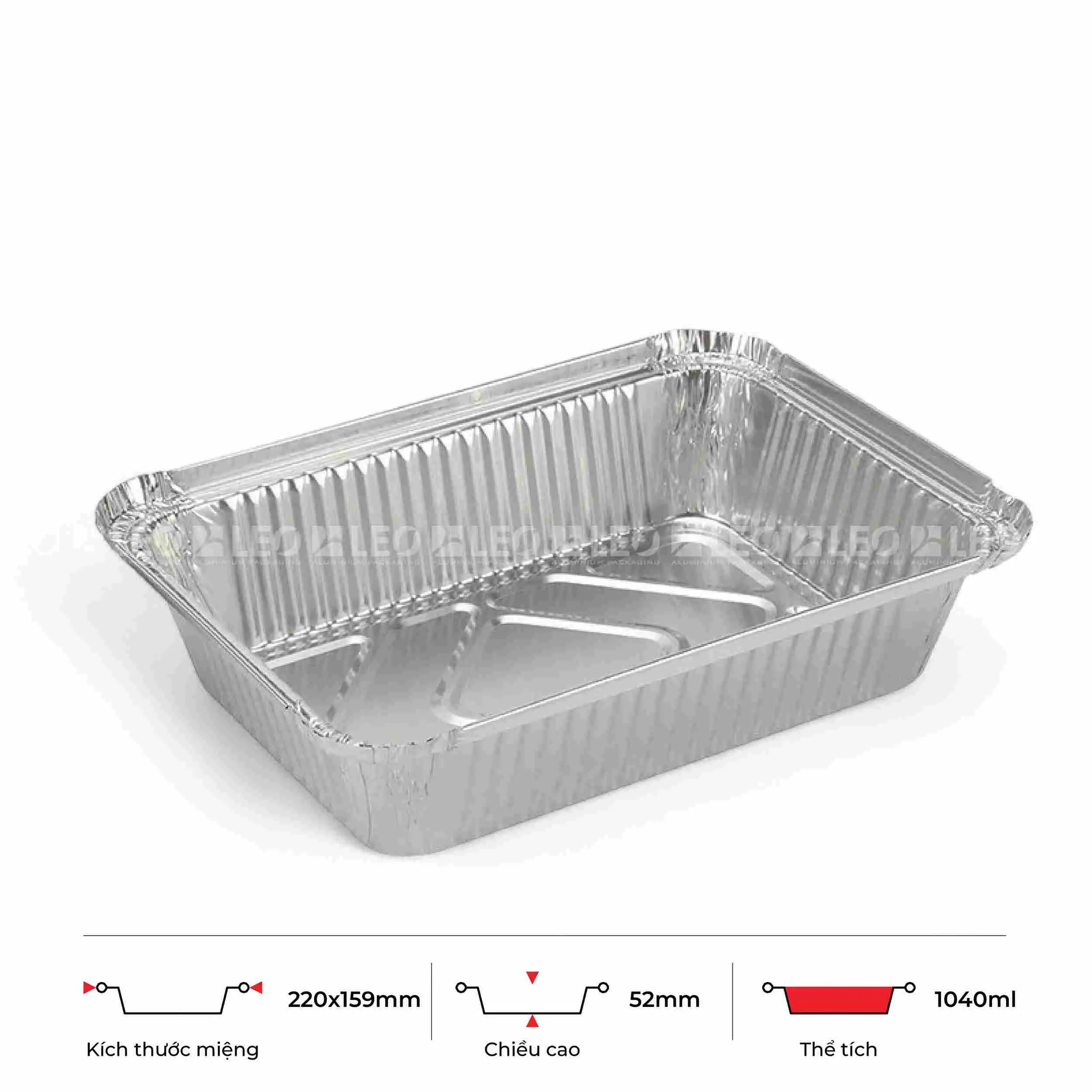 Khay nhôm chữ nhật 1040ml 3 Khay nhôm chữ nhật 1040ml