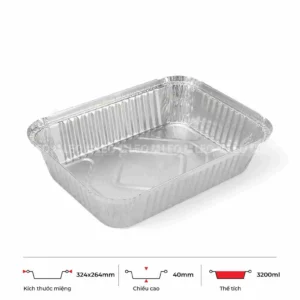 Khay nhôm chữ nhật 3200ml