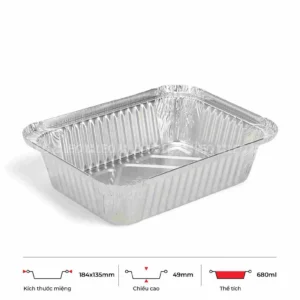 Khay nhôm chữ nhật 680ml