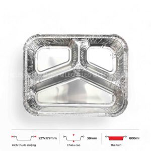 Khay nhôm 3 ngăn 700ml