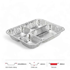 Khay nhôm 4 ngăn 850ml