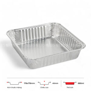 Khay nhôm vuông 880ml