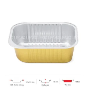 Khay nhôm chữ nhật cao cấp 660ml